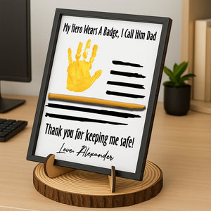 Custom Kid Hand Down Thank To Dad 2-Layered Wooden Plaque With Stand LM32 893555