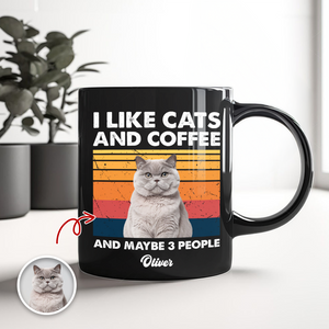 Custom Photo I Like Cats And Coffee Personalized Black Mug Gift For Cat Lovers LM32 895035