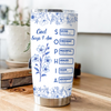 God Says I Am Name Letter In Bible Toile De Jouy Style - Personalized Fat Tumbler CH07 896824