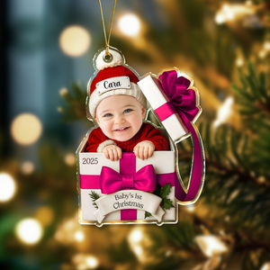 Custom Photo Baby Christmas Gift Box 2D Flat Acrylic Ornament LM32 897211