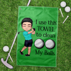 Personalised I Use This Towel to Clean My Balls Waffle Golf Towel with Cartoon Sport Man Gift for Golf Lover Man HO82 900836