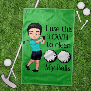 Personalised I Use This Towel to Clean My Balls Waffle Golf Towel with Cartoon Sport Man Gift for Golf Lover Man HO82 900836
