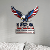 Custom Family Name Monogram Metal Sign, USA Eagle Patriotic Wall Decor, Personalized American Flag Sign CH07 911002