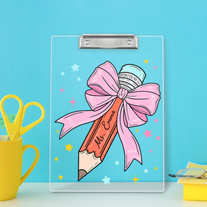 Custom Teacher Name Pencil Pink Bow Teacher Clipboard Appreciation Gift For Teacher CH07 896212