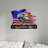 Custom Family Name Eagle & American Flag Monogram Metal Sign LM32 897901