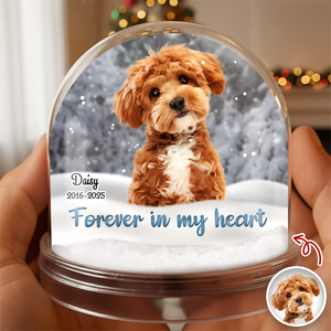 Custom Photo Forever in My Heart Memorial Acrylic Snow Globe HA75 898020