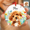 Custom Pet Photo With Watercolor Wildflowers For Dog And Cat Lovers Glass Ornament TH10 894249
