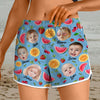 Custom Cute Kid Face Watercolor Tropical Summery Women's Beach Short CH07 895830