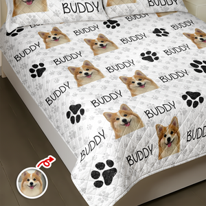 Custom Photo And Name On Quilt Bedding Set For Dog Lover TH10 896665