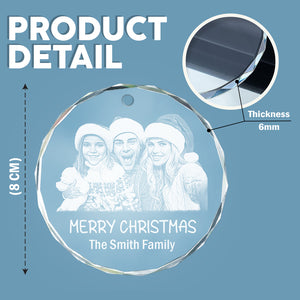 Custom Family Photo And Name Engraved Glass Ornament For Christmas TH10 894277