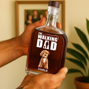 Custom Photo Walking The Dog - Personalized Whiskey Bottle HO82 894140
