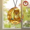 Custom Dog Photo Glass Effect Dog On The Moon Suncatcher LM32 895419