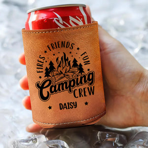 Personalized Fires - Friends - Fun - Camping Crews Leather Can Cooler Holder HA75 897038