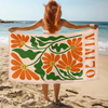 Personalized Retro Beach Towel with Name, Groovy Vibes Beach, Retro Floral Towel HO82 902980