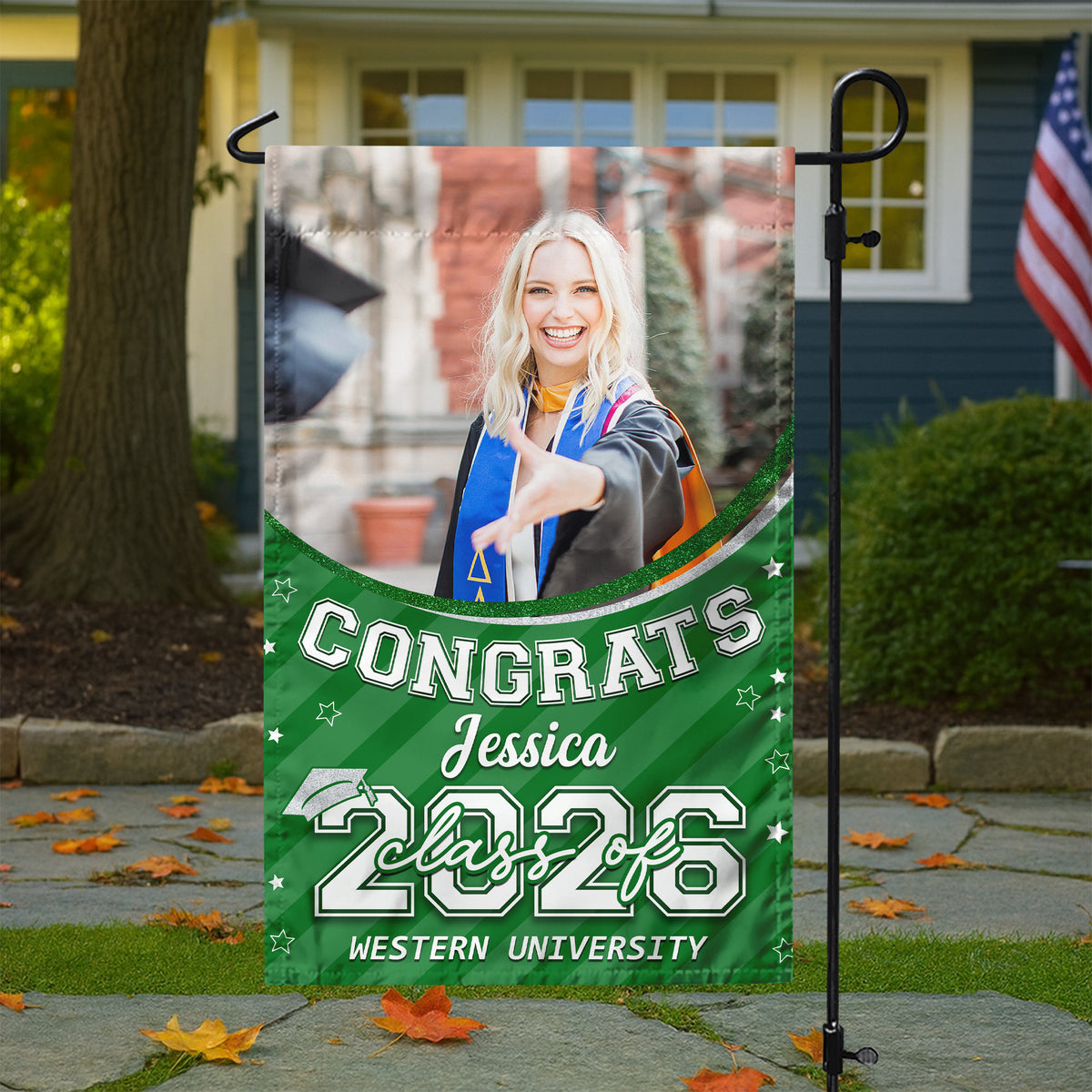 Custom Photo Class of 2026 Congrats Graduation Garden Flag HO82 901710