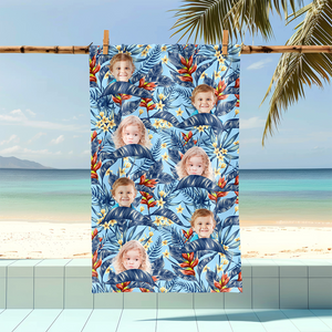 Custom Hawaii In The Air Face Human Photo Beach Towel HO82 894006