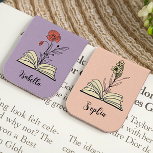 Custom Leather Birth Flower Leather Magnetic Bookmark For Book Lovers CH07 899518