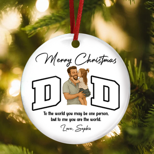 Custom Portrait Photo Merry Christmas Dad Kid Play Together Ceramic Ornament LM32 893869