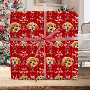 Custom Pet Photo Best Dog Dad Ever Wrapping Paper For Golf Loving LM32 893829