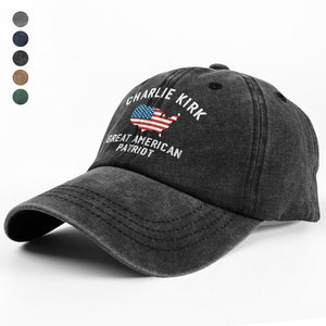 Charlie Kirk - Great American Patriot Washed Denim Baseball Cap LM32 65455