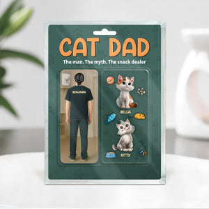 Happy Father's Day Cat Dad Figure Personalized Acrylic Block Plaque HA75 892356