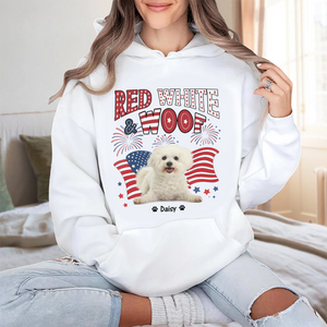 Custom Dog Photo Red White Woof Bright Shirt LM32 893723