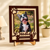 Personalized Pet Memorial Photo Frame, Custom Dog Loss Wooden Sign, Paw Print Picture Plaque HO82 903034