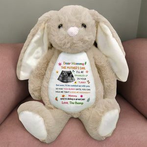 Custom Baby Bump Photo - Personalized This Mother's Day I'll Be Snuggled Up In Your Tummy Bunny Plush CH07 895308