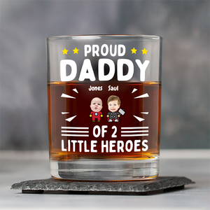 Custom Photo Proud Daddy of Little Heroes - Father's Day Personalized Gifts Custom Rock Glass for Dad, Superhero Lovers HO82 894056