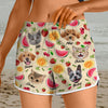 Custom Cute Pet Face Watercolor Tropical Summery Women's Beach Short CH07 896038