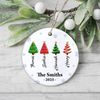 Personalized Family Christmas Tree 3D Inflated - Personalized Circle Ceramic Ornament LM32 895899