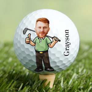 Personalised Cartoon Character Man Woman Double Sided Golf Ball with Name Gift for Golfer HO82 900912