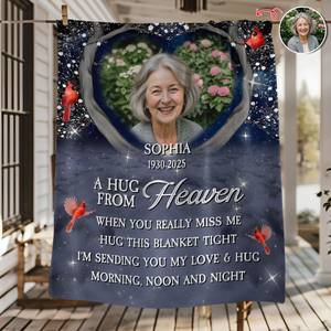 Personalized A Hug From Heaven Custom Photo Memorial Blanket CH07 896454