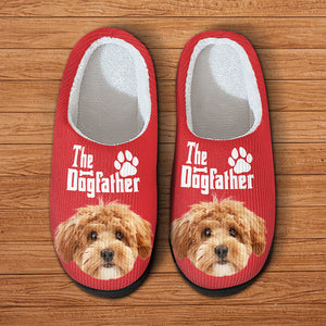 Custom Puppy Photo The Dog Father with Pawprints Design Slippers LM32 897277