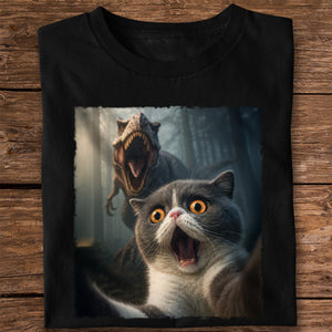 Custom Cat Photo Living That Dino Danger Life Classical Style Dark Shirt For Cat Lovers HO82 894844