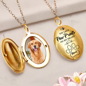 Custom Pet Photo You Left Paw Prints On My Heart Memorial Locket Necklace LM32 893323