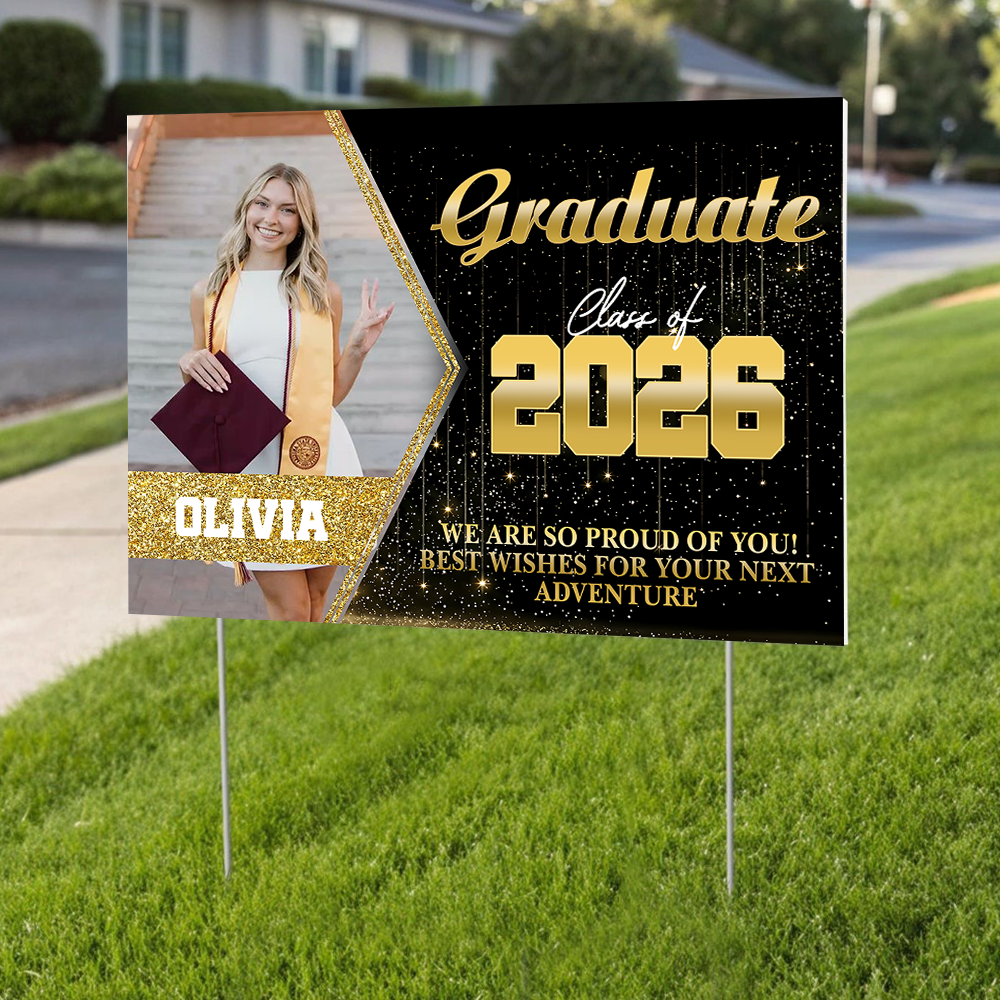 Custom Photo Graduate Class Of 2026 We Are So Proud Of You Yard Sign TH10 169021