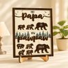 Papa Bear With Kid Name Family 2-Layered Wooden Plaque With Stand Personalized Gift For Father's Day, Dad HO82 894042