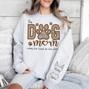 This Dog Mom Wears Her Heart On Her Sleeves Dog Personalized Sleeve Embroidered Sweatshirt HA75 892012