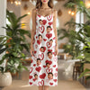 Custom Photo Love Heart Family Women's V-Neck Cami Maxi Dress For Summer Beach Holiday HO82 893736