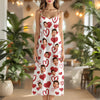 Custom Photo Love Heart Family Women's V-Neck Cami Maxi Dress For Summer Beach Holiday HO82 893736