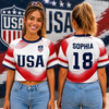 Custom Women's USA World Football Jersey Crop Tee TH10 170371