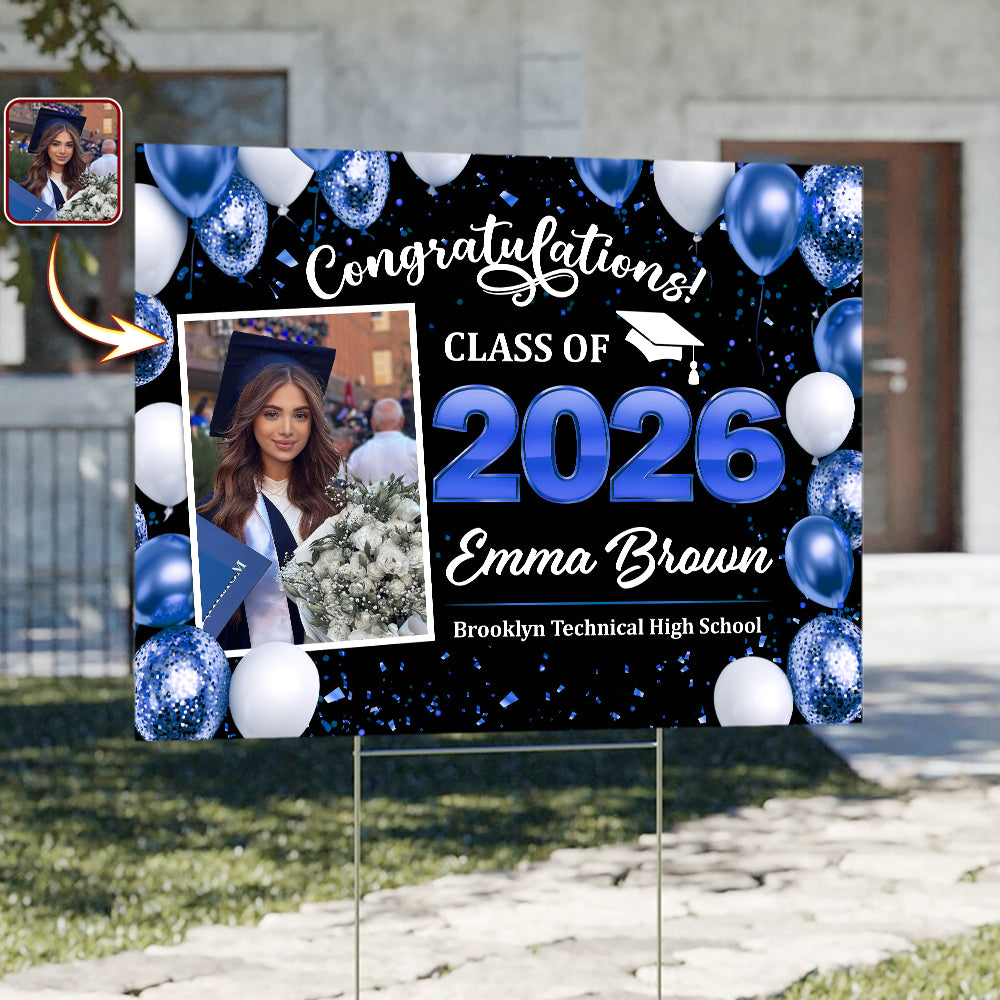 Custom Photo Class of 2026 Yard Sign Graduation Party Decor CH07 895550