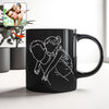 Custom Photo Dad With Kid Drawing Style Black Mug Gift For Birthday, For Dad HO82 894204