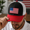 Patriotic American Flag Embroidered Trucker Hat HO82 902880