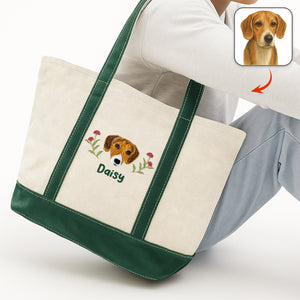 Custom Pet With Birth Month Flower Embroidered Monogram Beach Bag HO82 894240