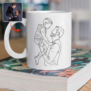 Custom Photo Dad With Kid Drawing Style Mug HO82 894202
