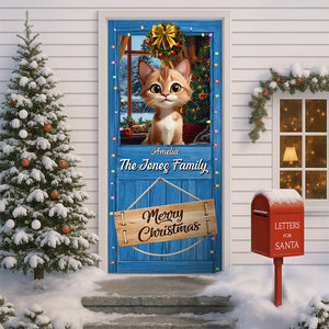 Custom Cute 3D Cat Meowy Christmas Decoration Door Cover For Cat Lovers LM32 897137