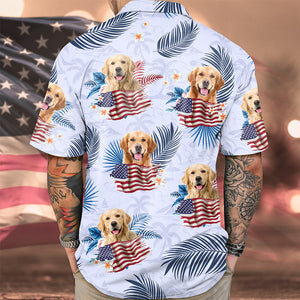 Custom Photo Dog Cat America Flag Hawaiian Shirt HA75 892540