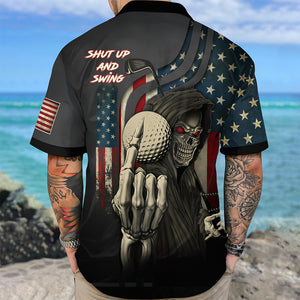 Personalized Shut Up And Swing With American Flag Hawaiian Shirt For Golf Lover CH07 910054